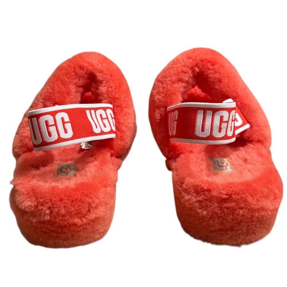 UGG “Fluff Yeah” Shearling Slingback Slippers in Red Currant Coral Size 8 - Picture 6 of 10